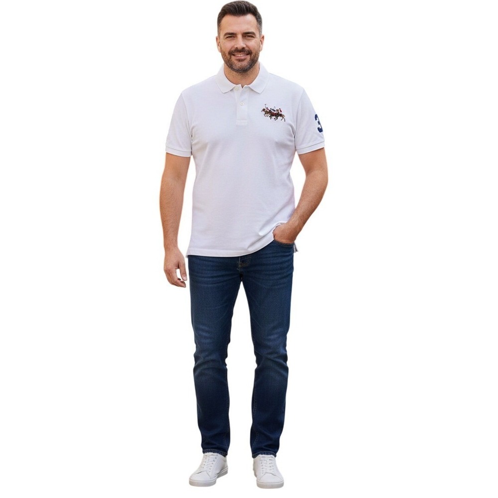 Ralph Lauren Big & Tall Triple Pony Polo Shirt White 4XLT Cotton‎ Mesh